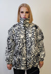 Zebra bomber reversible jacket detachable striped puffer