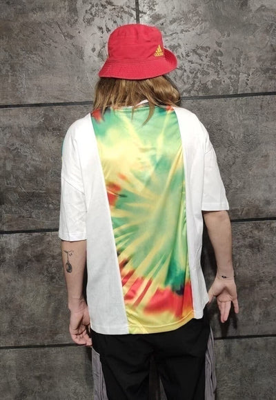 Tropical t-shirt tie dye acid fluorescent tee rave top green