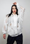 Transparent bomber white party jacket going out rave varsity