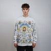 Jesus sweatshirt saint print top thin Christian jumper religious pattern sweater psychedelic pullover God worshipper t-shirt in grey