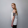 Button up sleeveless vest t-shirt Gothic tank top grunge crew neck tee rocker surfer vest in white