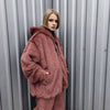 Faux fur luxury jacket handmade premium fleece bomber detachable fluffy hooded coat 2 in 1 fluffy jacket in brown