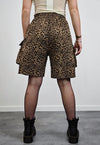 Leopard board shorts brown cargo pocket animal print pants