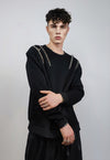 Futuristic gothic sweatshirt extreme zipper jumper in black