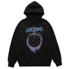 Watch print hood retro pullover raver top time travel jumper