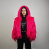 Neon faux fur coat shaggy cropped trench festival short jacket fuzzy overcoat carnival bomber florescent peacoat multifunctional rave fleece