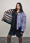 Zebra stripe varsity jacket geometric reversible 4in1 bomber