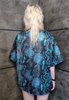 Snake print tee handmade python t-shirt rave top in blue