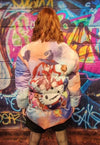 Anime bomber Hello Kitty puffer jacket tie-dye pastel pink