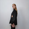 Cut out shirt long sleeve geometric hole top mesh blouse see-through oversize gothic top bondage sweatshirt crotchet jumper in black