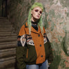 Retro tribal varsity jacket Aztec bomber festival coat native American jacket velvet feel coat catwalk Ethnic pattern patchwork coat green