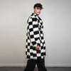 SKA check fur coat plaid long trench chequered gothic overcoat chess pattern bomber festival geometric jacket customizable geometric peacoat