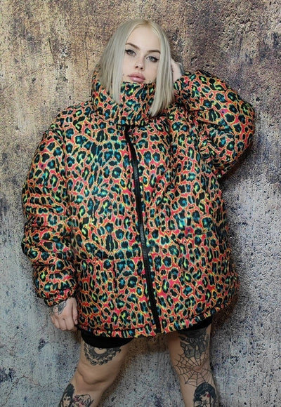 Leopard bomber reversible tiger jacket graffiti puffer