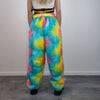 Rainbow faux fur joggers raver pants fluffy psychedelic trousers ski fleece unicorn overalls festival bottoms burning man pants in orange