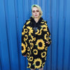 Sunflower hoodie fleece coat daisy jacket floral pattern jumper yellow rave bomber festival party pullover custom peacoat in yellow black