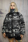 Rave bomber jacket handmade reversible hi-fi techno puffer