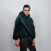 Hooded fleece jacket utility fluffy pullover faux fur punk hoodie side zippers lined Gothic jumper raver top in emerald green