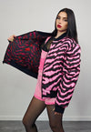 Striped varsity jacket pink zebra reversible 4in1 bomber