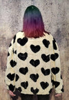 Heart fleece jacket faux fur love bomber retro coat cream