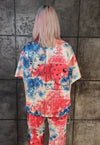 Tie-dye paisley tee handmade emoji bandana t-shirt in red