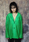 Transparent blazer see through mesh jacket check coat green