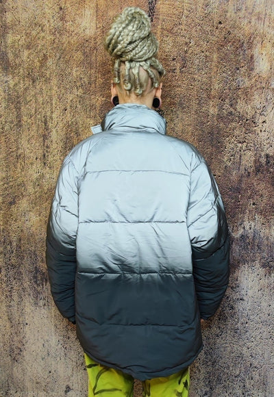 Reflective bomber luminous cotton padded puffer jacket grey