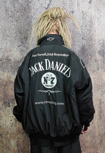 Racing jacket retro Jack Daniels moto varsity bomber black