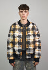 Tartan check varsity jacket red tie-dye reversible bomber