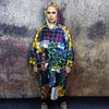 Tartan jacket handmade emoji print windbreaker in leopard