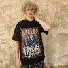 Halloween t-shirt vintage Horror movie top Friday the 13th tee retro Y2K Gothic teeshirt in black