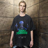 Alien t-shirt premium vintage wash grunge UFO tee in grey