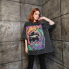 Flame print t-shirt premium rainbow tee vintage wash grunge top space jumper in acid grey