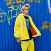 Faux fur luxury festival jacket handmade premium fleece jacket fluffy hooded coat grunge bomber tie-dye puffer in acid neon yellow
