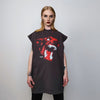 Doberman sleeveless t-shirt angry dog tank fangs print tee grunge punk top retro surfer vest Halloween jumper in grey