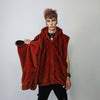 Luxury faux fur jacket handmade premium festival fleece coat fluffy hooded bomber grunge varsity tie-dye puffer in black red