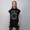 Tribal print sleeveless t-shirt Gothic pattern tank grunge ethnic tee paradise lost slogan top retro surfer vest in black