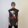 Friday 13th sleeveless t-shirt horror movie tank Jason mask print tee creepy killer top retro surfer vest Halloween jumper in grey