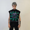 Cyberpunk sleeveless t-shirt mutant bear tank top psychedelic print tee creepy teddy top retro surfer vest in black