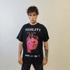 Gothic print t-shirt Nihility slogan tee grunge punk top 80s pattern jumper in black