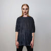 Fringed t-shirt textured grunge top see-through punk tee unusual transparent gothic tshirt catwalk jumper in cream