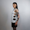 Cutout sleeveless t-shirt cyberpunk tank top distressed tee gothic festival top retro surfer vest cut out holes jumper in white