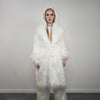 White shaggy fur coat longline hairy trench long hair overcoat fuzzy rave bomber festival jacket acid Burning man customizable peacoat