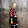 M&M candy motorcycle jacket patch Racer varsity vintage baseball denim letterman in black