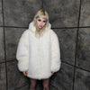 Faux fur luxury jacket handmade premium fleece jacket fluffy hooded coat in cream