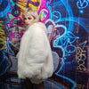 Faux fur luxury jacket handmade premium fleece jacket fluffy hooded coat in cream