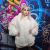 Faux fur luxury jacket handmade premium fleece jacket fluffy hooded coat in cream