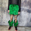 Faux fur joggers luxury detachable party pants handmade stripe pattern shorts fluffy check premium festival overalls in green black