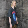 Premium grunge t-shirt vintage wash psychedelic tee ghost shadow top creepy Gothic jumper in acid grey