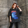 Premium grunge t-shirt vintage wash psychedelic tee ghost shadow top creepy Gothic jumper in acid grey