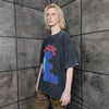 Premium grunge t-shirt vintage wash psychedelic tee ghost shadow top creepy Gothic jumper in acid grey